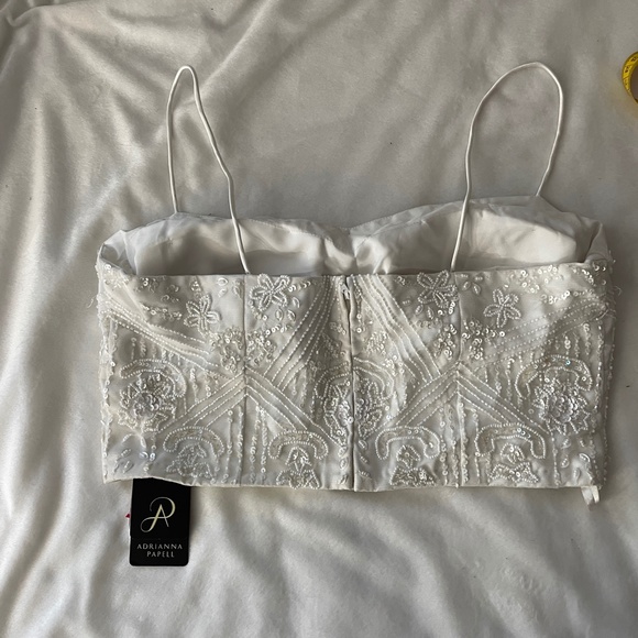 NWT Adrianna Papell Embellished‎ Crop Ivory TOP ONLY [SZ 8 ] - Picture 7 of 10
